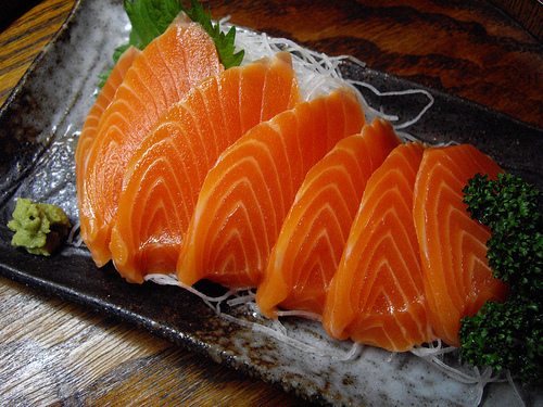 sashimi: salmon trout (?rom Chile) by [puamelia], on Flickr