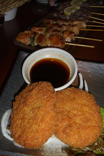 Korokke and Yaki Tori by Social Geek, on Flickr