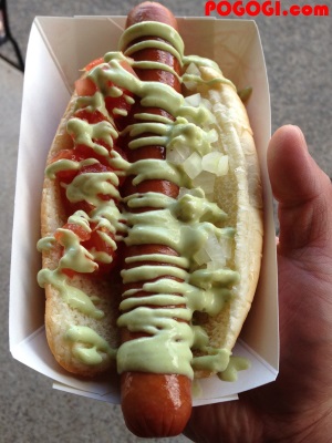 Hot Dog with Wasabi Sauce