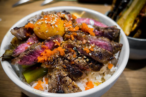 Steak Donburi by jonolist, on Flickr